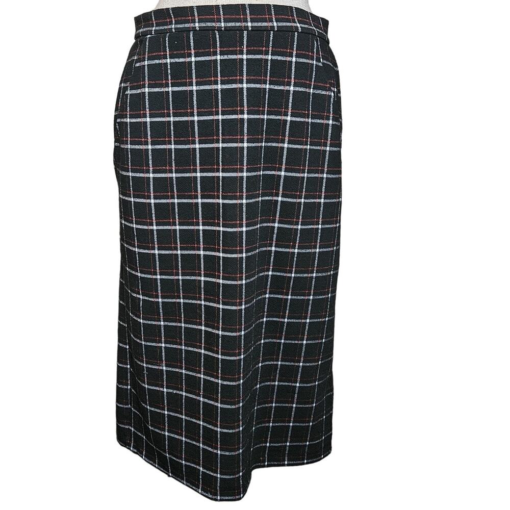 Banana Republic Black Plaid Midi Skirt with Pockets Size 6
